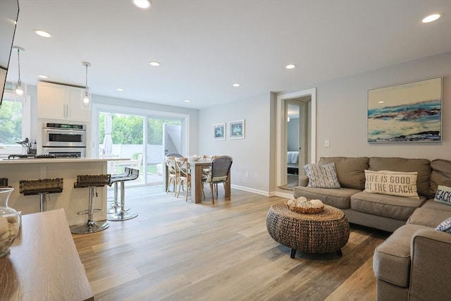 5 Birch Hill Rd, Dennis, MA 02639 - living room with light wood-type flooring, recessed lighting, and baseboards