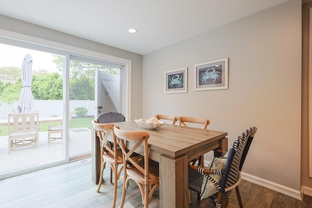 5 Birch Hill Rd, Dennis, MA 02639 - dining area with wood finished floors, recessed lighting, and baseboards