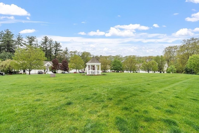 view of grassy yard with a gazebo