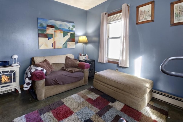 living room with a baseboard radiator