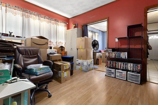 office space featuring light hardwood / wood-style flooring