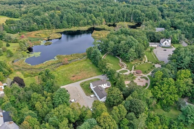 176 Crescent St, Stow, MA 01775 - aerial view of property's location featuring a forest and a large body of water
