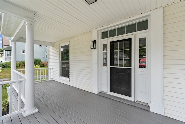 deck with covered porch