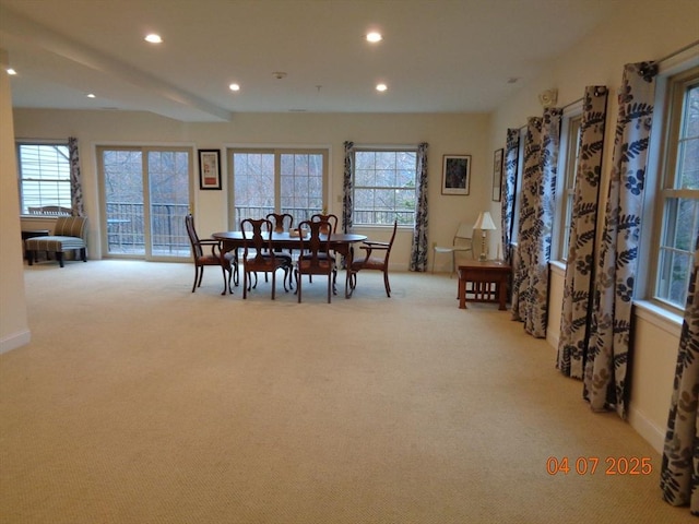 12 Brookside Rd Unit 20, Westford, MA 01886 - dining area featuring light colored carpet, recessed lighting, and baseboards