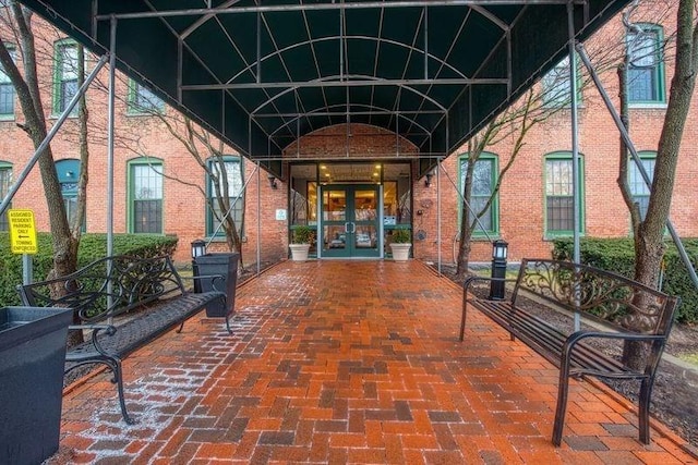 property entrance with french doors