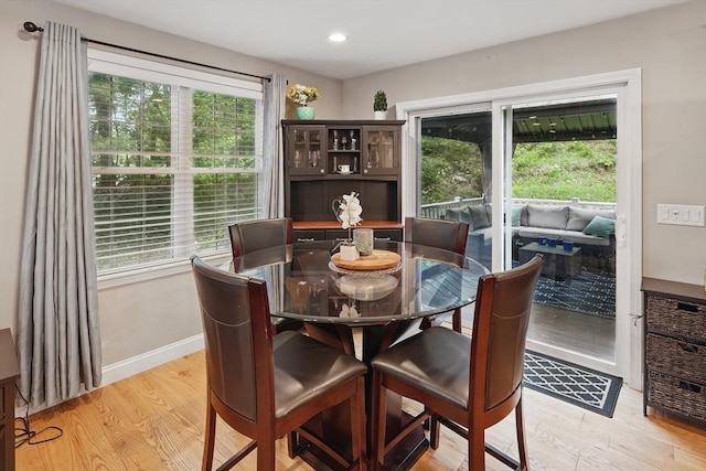 21 Rose Ln, Uxbridge, MA 01569 - dining area with light wood-style floors, baseboards, and recessed lighting