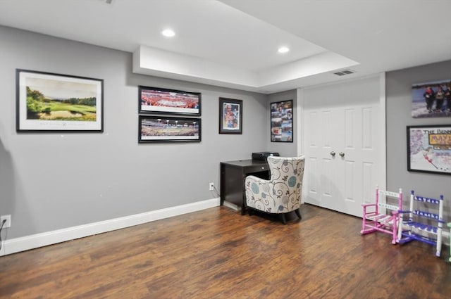 21 Rose Ln, Uxbridge, MA 01569 - office space with wood finished floors, baseboards, recessed lighting, and a raised ceiling