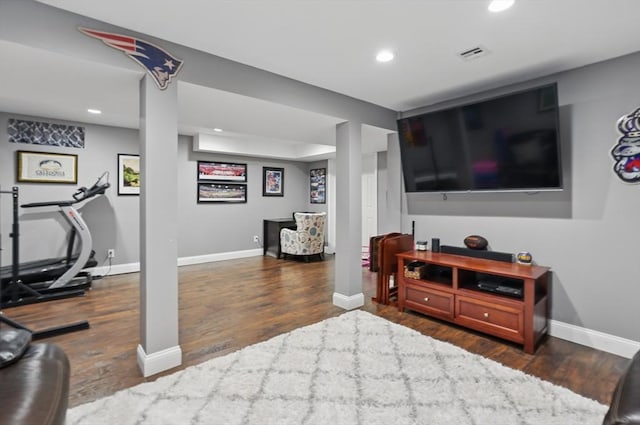 21 Rose Ln, Uxbridge, MA 01569 - exercise room with wood finished floors, recessed lighting, and baseboards