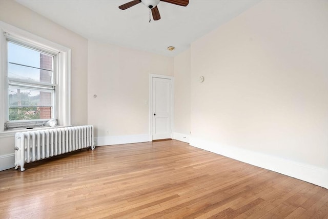 369 Tappan St Unit 8, Brookline, MA 02445 - unfurnished room with radiator heating unit, a ceiling fan, and light wood-style flooring