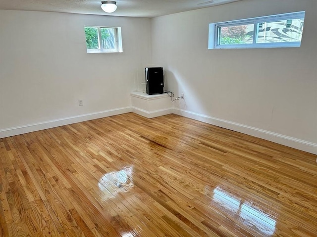 basement featuring light hardwood / wood-style floors