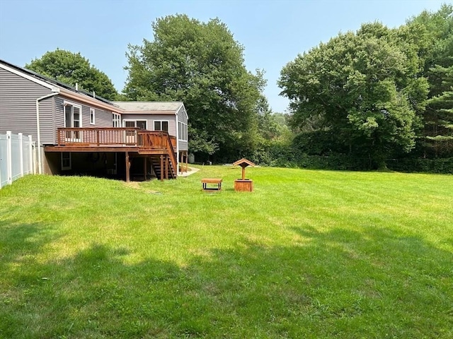 view of yard with a deck