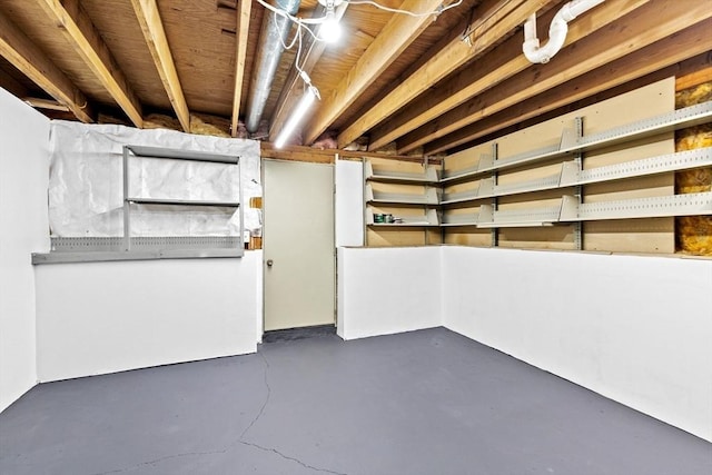 view of unfinished basement