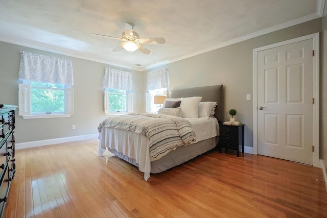 70 Huntsbridge Rd, North Attleboro, MA 02760 - bedroom with light wood-type flooring, ornamental molding, and ceiling fan