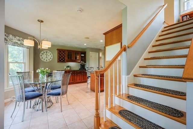 70 Huntsbridge Rd, North Attleboro, MA 02760 - dining area featuring stairway, light tile patterned floors, and recessed lighting