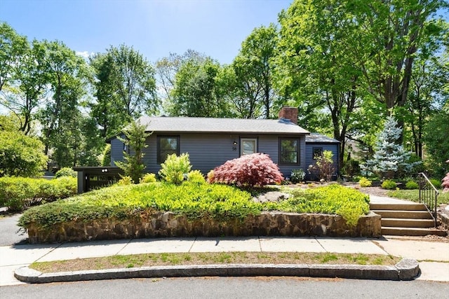 view of front of house featuring a chimney