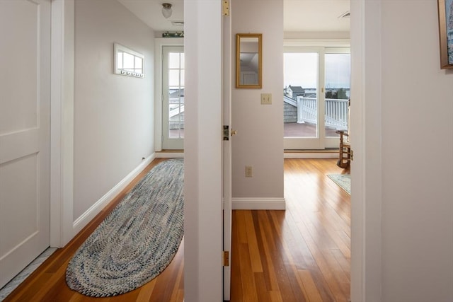 hall featuring hardwood / wood-style floors and a healthy amount of sunlight