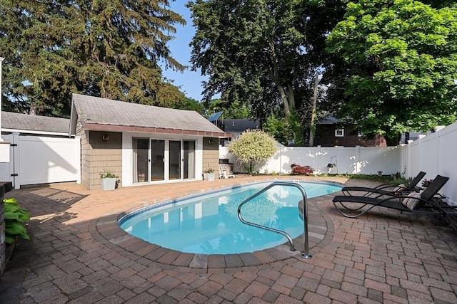 12 Moreland Rd, Quincy, MA 02169 - view of pool with a patio area, a fenced backyard, and an exterior structure
