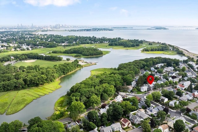 12 Moreland Rd, Quincy, MA 02169 - drone / aerial view of a large body of water and a tree filled landscape