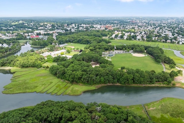 12 Moreland Rd, Quincy, MA 02169 - aerial view of property and surrounding area with a large body of water and a tree filled landscape