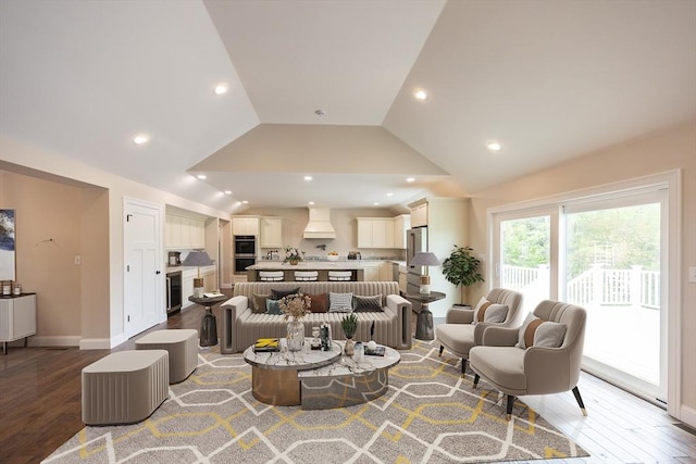 40 Blood Rd, Charlton, MA 01507 - living area with lofted ceiling, light wood-type flooring, and recessed lighting
