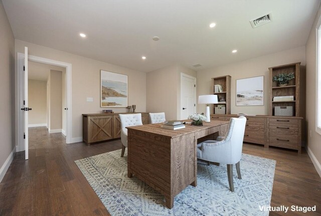 40 Blood Rd, Charlton, MA 01507 - office area featuring dark wood-style flooring and recessed lighting