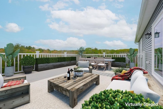 40 Blood Rd, Charlton, MA 01507 - view of patio with outdoor lounge area, a wooden deck, and outdoor dining space