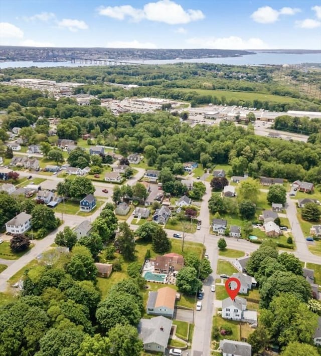 37 Saint Michaels Ave, Somerset, MA 02726 - aerial view of residential area with a large body of water, a notable bridge, and a tree filled landscape