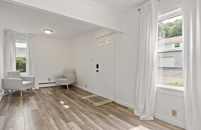 37 Saint Michaels Ave, Somerset, MA 02726 - entryway with light wood-type flooring, plenty of natural light, ornamental molding, and baseboards