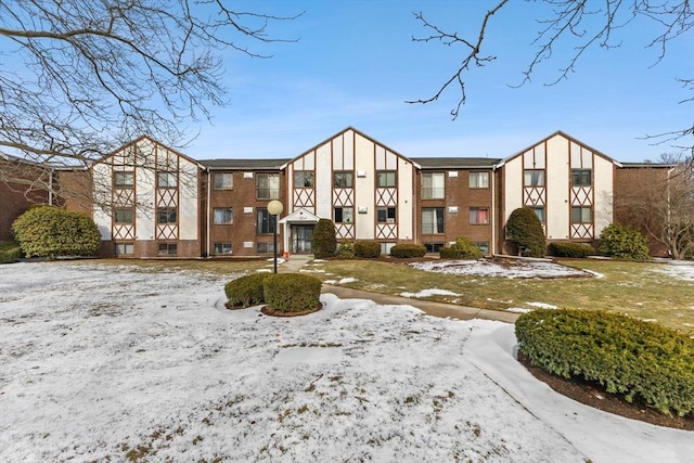 view of snow covered building