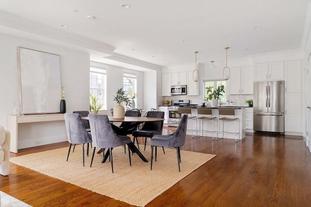 14 S Waverly St Unit 14, Boston, MA 02135 - dining space with healthy amount of natural light, dark wood-style floors, baseboards, and recessed lighting