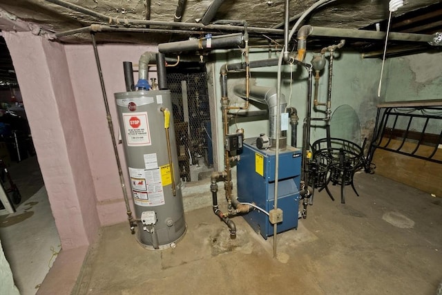 320 Oakland St, Springfield, MA 01108 - utility room featuring gas water heater and a heating unit