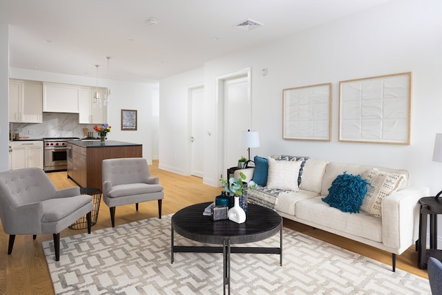 living room featuring light hardwood / wood-style floors