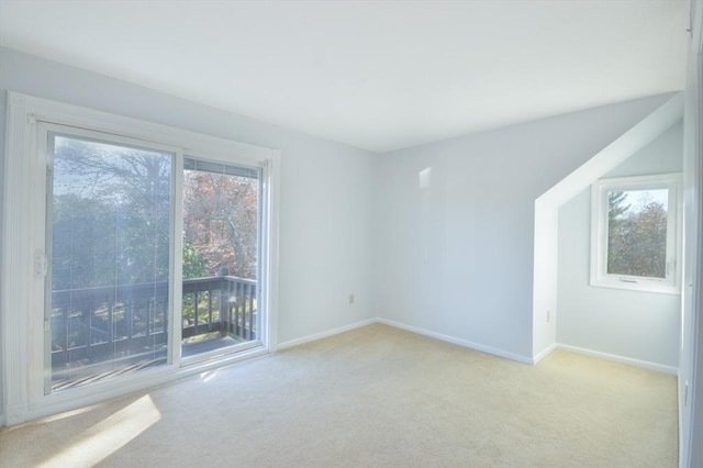 spare room featuring light carpet