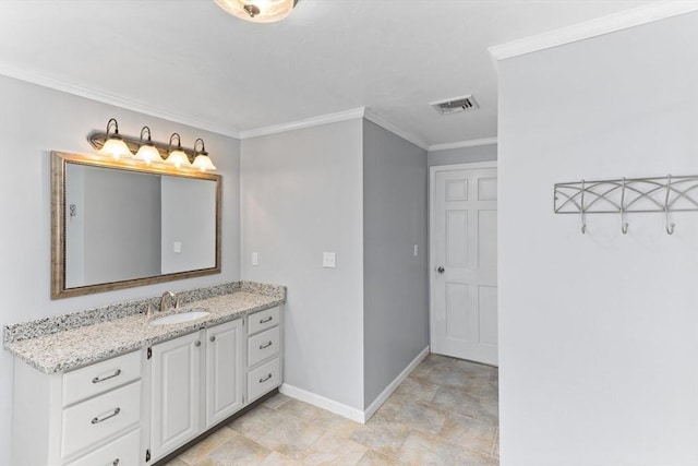 3 Centennial Dr, Blackstone, MA 01504 - bathroom featuring crown molding, baseboards, vanity, and visible vents
