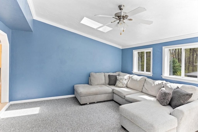 3 Centennial Dr, Blackstone, MA 01504 - living room with baseboards, crown molding, carpet, and ceiling fan