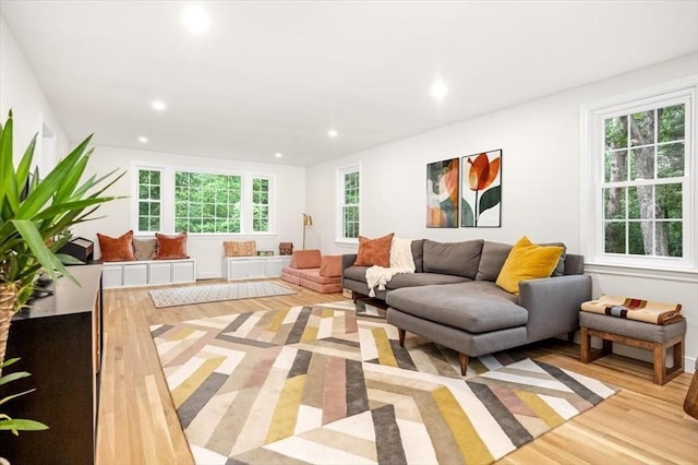 98 Old Forge Rd, Scituate, MA 02066 - living area with light wood-type flooring, plenty of natural light, and recessed lighting