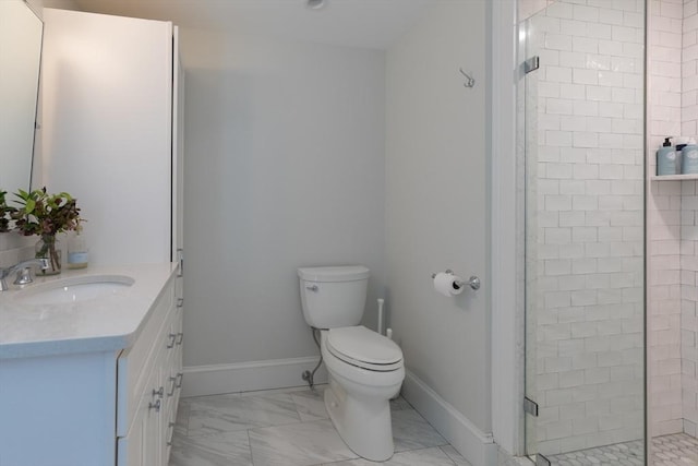 28 Marthas Rd, Edgartown, MA 02539 - full bathroom featuring vanity, a stall shower, and marble look tile flooring