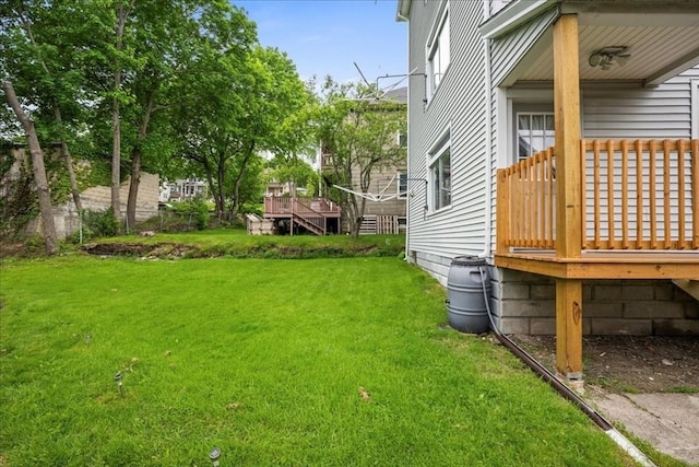 29 Tatman St, Worcester, MA 01607 - view of green lawn with a deck
