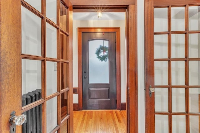 doorway to outside featuring light hardwood / wood-style floors