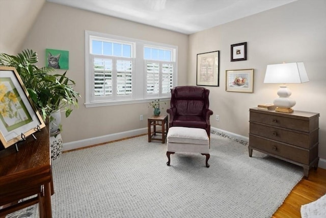 sitting room with light wood-type flooring