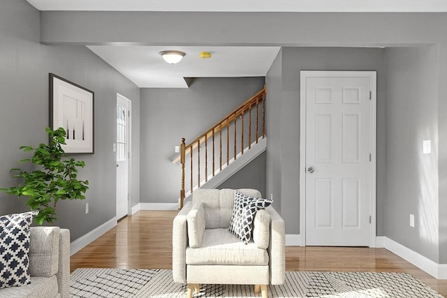 foyer entrance with light hardwood / wood-style flooring