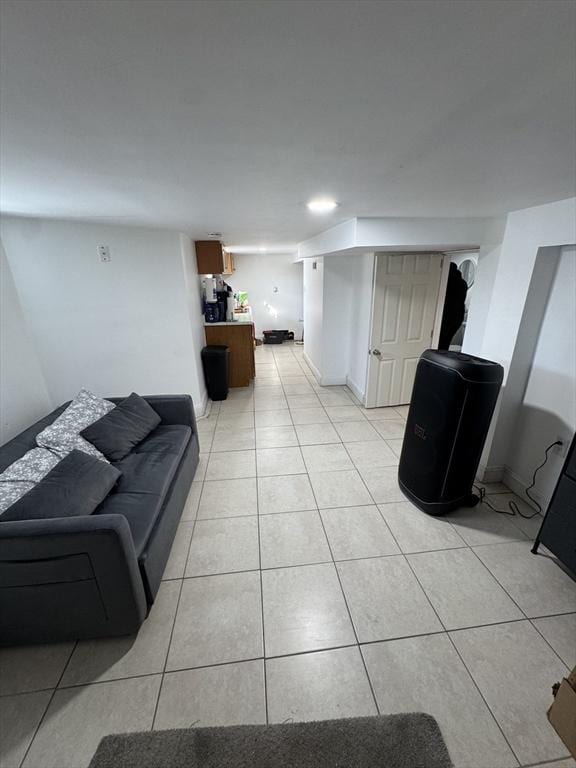 living area with light tile patterned flooring