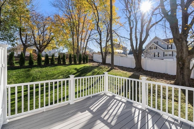 deck featuring a fenced backyard