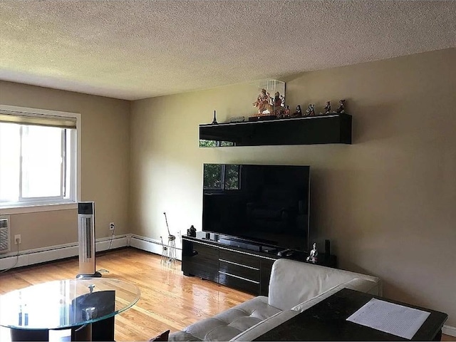 5 Hallmark Gdns Unit 6, Burlington, MA 01803 - living room with light wood-style flooring, a textured ceiling, and a baseboard heating unit