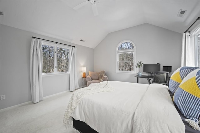 65 Sheffield Ter, Marlborough, MA 01752 - carpeted bedroom featuring multiple windows, vaulted ceiling, ceiling fan, and baseboards