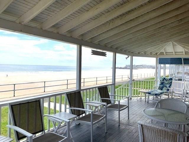 114 Long Bch, Rockport, MA 01966 - wooden deck with view of water and beach
