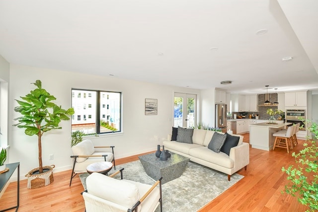 living room featuring light hardwood / wood-style flooring