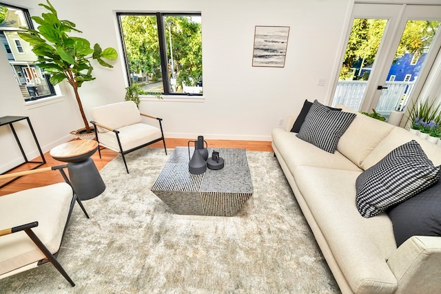 living room featuring light wood-type flooring