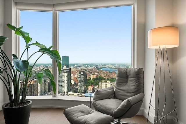 240 Devonshire St Unit 4003, Boston, MA 02110 - living area with a city view and wood finished floors