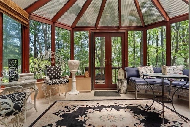 8 Deer Path Unit 8, Hudson, MA 01749 - sunroom featuring french doors, lofted ceiling, and healthy amount of natural light